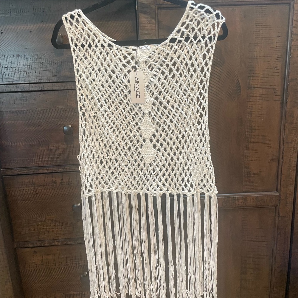 CUPSHE White Crochet Swim Coverup